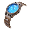 Hot Selling Custom Brand Wood Wrist Watch Minimalist Wooden Watch Oem high quality blue wood watches